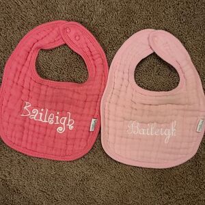 Green Sprouts Baileigh Monogrammed Pink Bibs